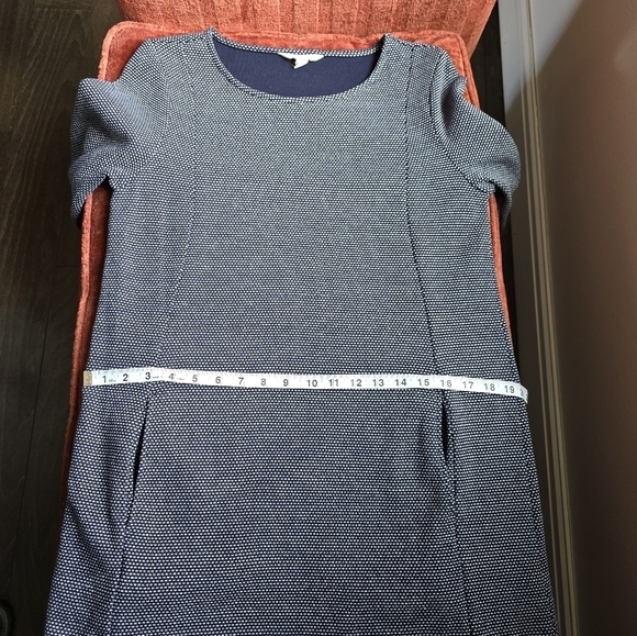 Seasalt Cornwall Navy & Dot Mini Cotton Shift Dress 3/4 Sleeves & Pockets Sz. 6 - Picture 9 of 11